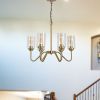 Modern American luxury style E26 glass chandelier iron 6 bulb living room chandelier, without bulb