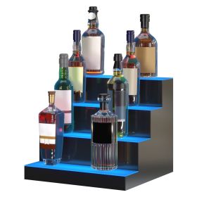 VEVOR LED Lighted Liquor Bottle Display Bar Shelf RF & App Control 16" 4-Step (Number of Layers: 4 Layers, Length: 16 inch)